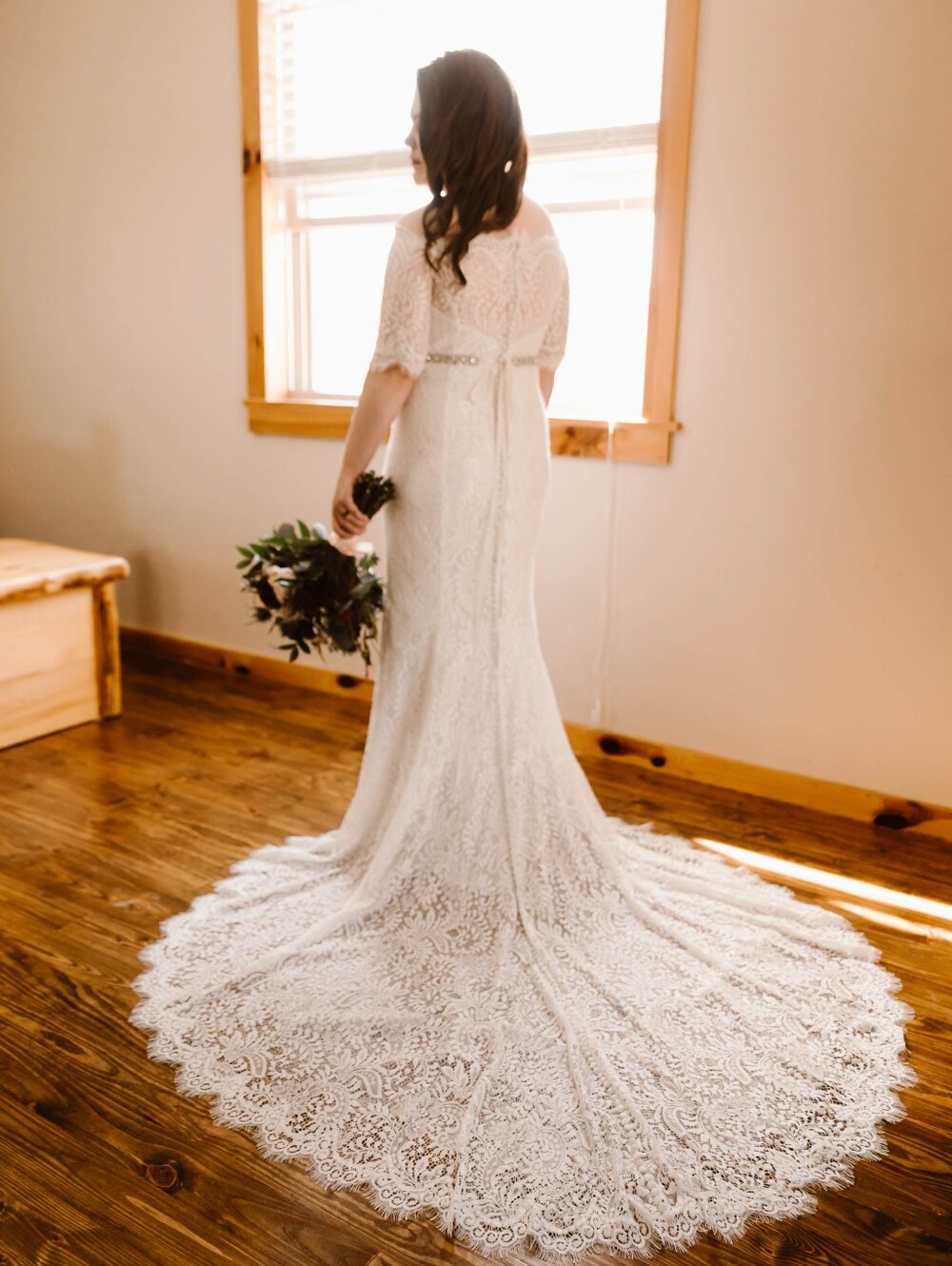 WToo Dress By Watter- Lace Bridal Gown with Scalloped Train - White